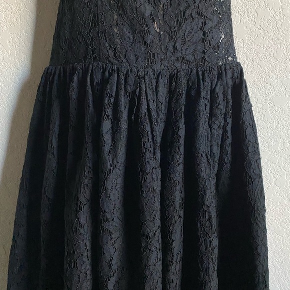 Fame & Partners Dark Romance Elegant Black Lace Corset Party Midi Dress Size 8 - Picture 7 of 16